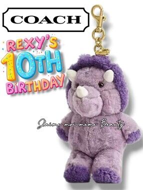 Coach RETAIL Rexy 10th Anniversary Trixie Triceratops Shearling Bag Charm